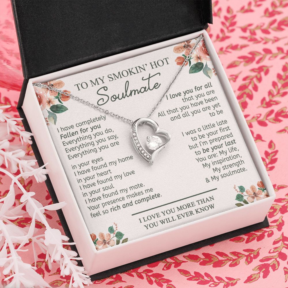 To My Smokin Hot Soulmate Necklace - Wife Gifts From Husband To My Wife Necklace, Gift for Her Romantic, Girlfriend Gifts Necklace for Wife from Men Includes Message Card and Gift Box 20 Forever Love Necklace