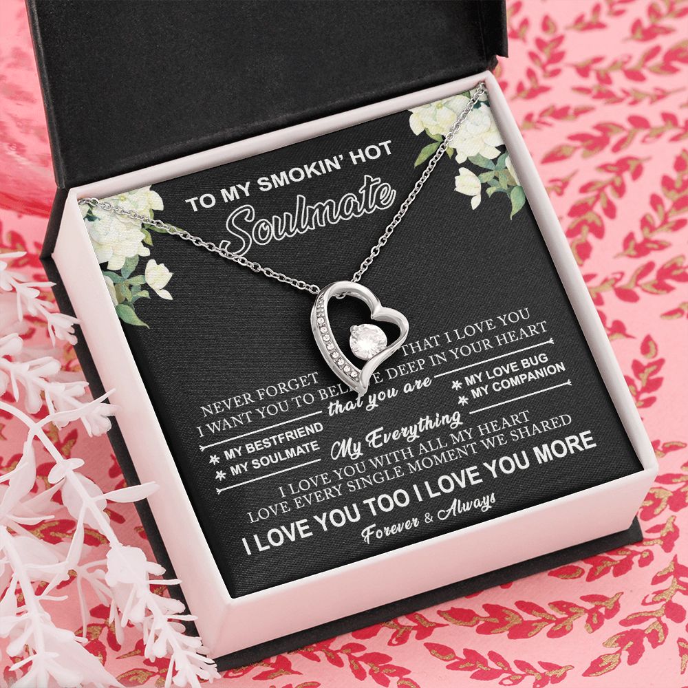 To My Smokin Hot Soulmate Necklace - Wife Gifts From Husband To My Wife Necklace, Gift for Her Romantic, Girlfriend Gifts Necklace for Wife from Men Includes Message Card and Gift Box 8 Forever Love Necklace