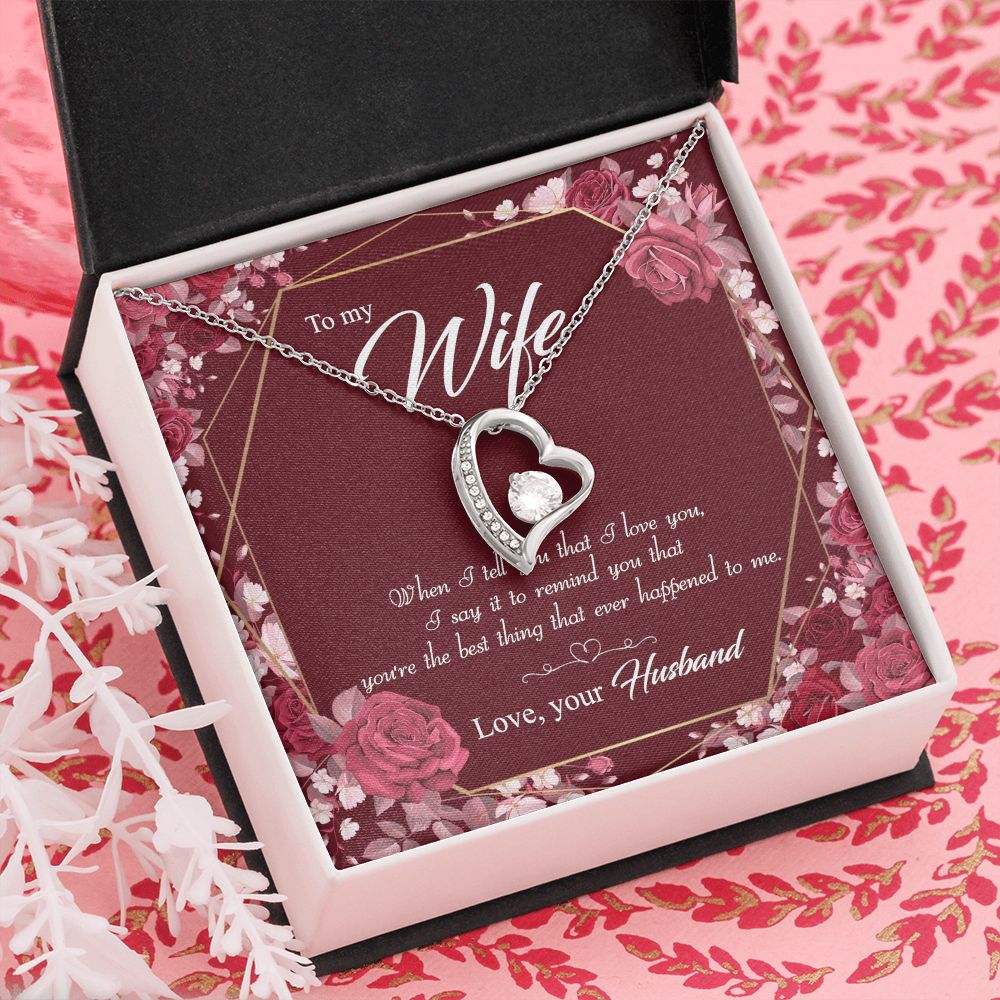 To My Wife Necklace Pendant Gift From Husbnd Habby Birthday Jewelry with Message Card and Gift Box. Wife Necklace Gift for Wife from Husband Valentine's Day Gift For Wife Future Wife Forever Love Necklace