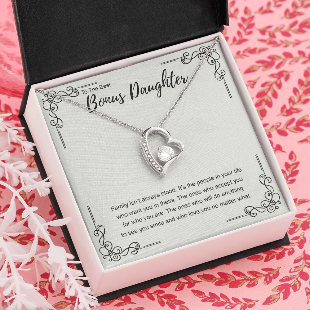 Bonus Daughter Gift Necklace, Double Hearts Necklace, Stepdaughter Jewelry Forever Love Necklace