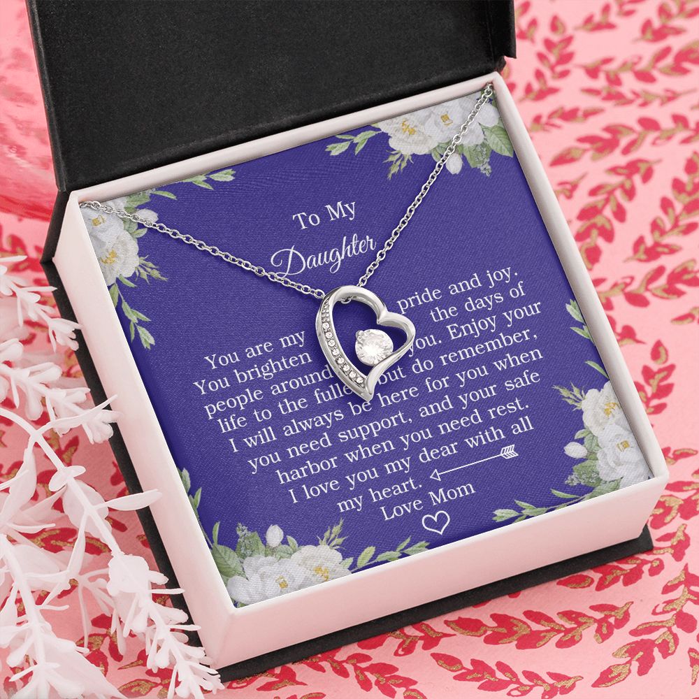 Mother Daughter Gift Ideas, To My Daughter Gift Necklace from Mom, Jewelry Pendant Present for Daughter, Birthday Christmas Gift Graduation Gifts for Daughters, Mother and Daughter Necklace 2137 Forever Love Necklace