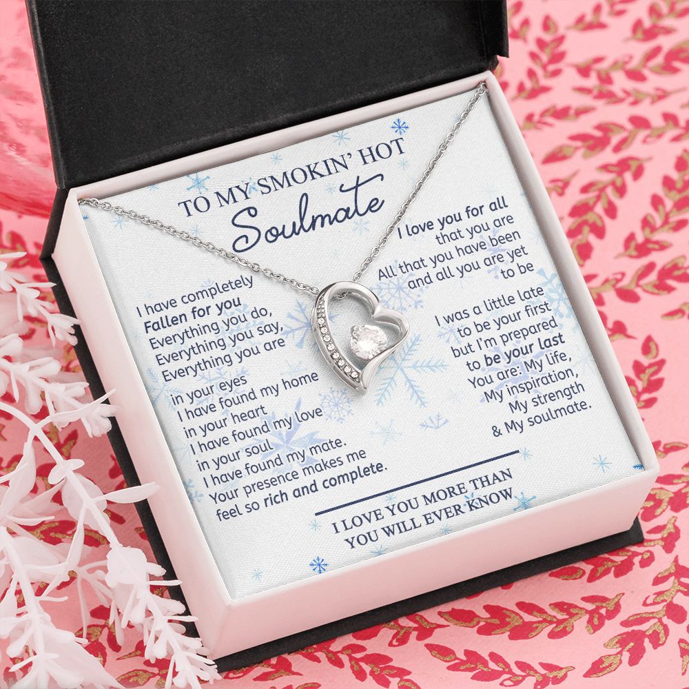 To My Smokin Hot Soulmate Necklace - Wife Gifts From Husband To My Wife Necklace, Gift for Her Romantic, Girlfriend Gifts Necklace for Wife from Men Includes Message Card and Gift Box 13 Forever Love Necklace