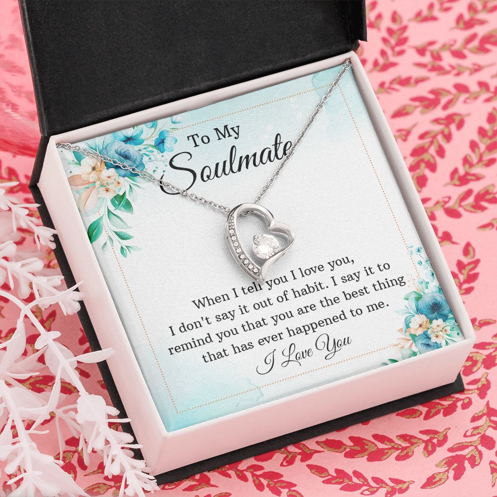 To My Soulmate Necklace for Women Birthday Christmas Jewelry Gifts For My Wife with Message Card Box Personalized Gift Present Pendant for Future Wife Soulmate Girlfriend Love 12 Forever Love Necklace