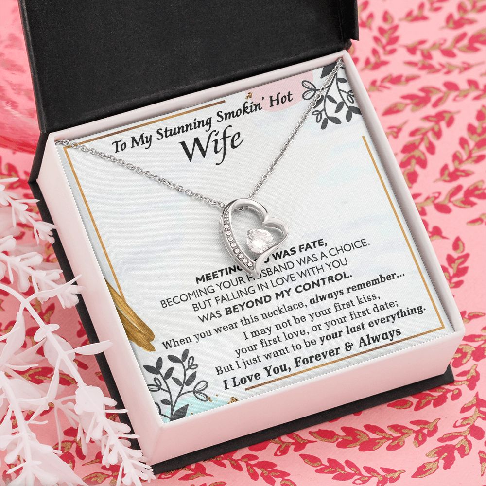 To My Smokin Hot Wife Necklace, Wedding Anniversary Jewelry For Women, Necklace For Wife from Husband, Gifts For Wife Birthday Gifts Necklace, Jewelry With Message Card In A Gift Box Forever Love Necklace
