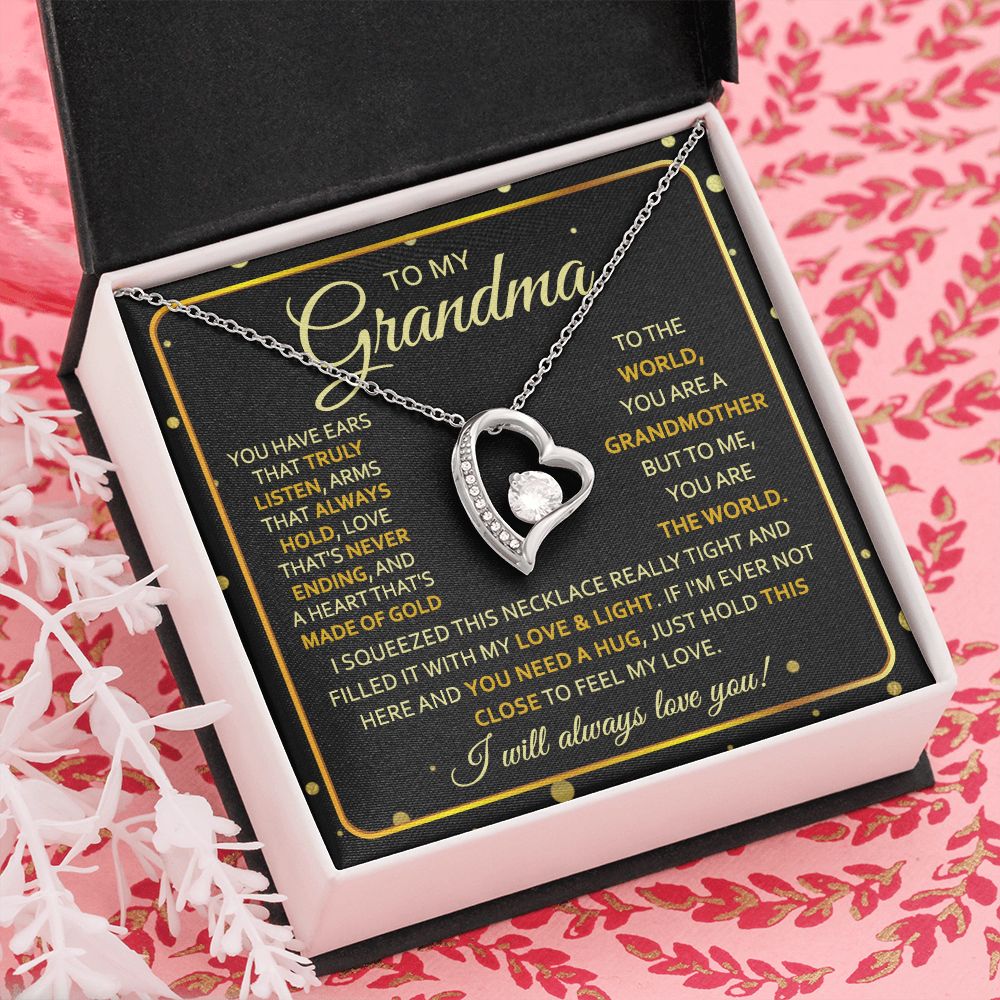 To My Grandma Necklace, Gift for Grandmother Necklace, Mothers Day Gift For Grandma Nana, Grandma Jewelry From Grandchildren GrandKids , Jewelry Box Gift For Grandma Grandmother7 Forever Love Necklace