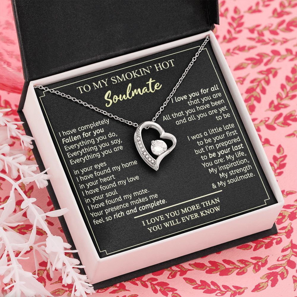 To My Smokin Hot Soulmate Necklace - Wife Gifts From Husband To My Wife Necklace, Gift for Her Romantic, Girlfriend Gifts Necklace for Wife from Men Includes Message Card and Gift Box 2 Forever Love Necklace