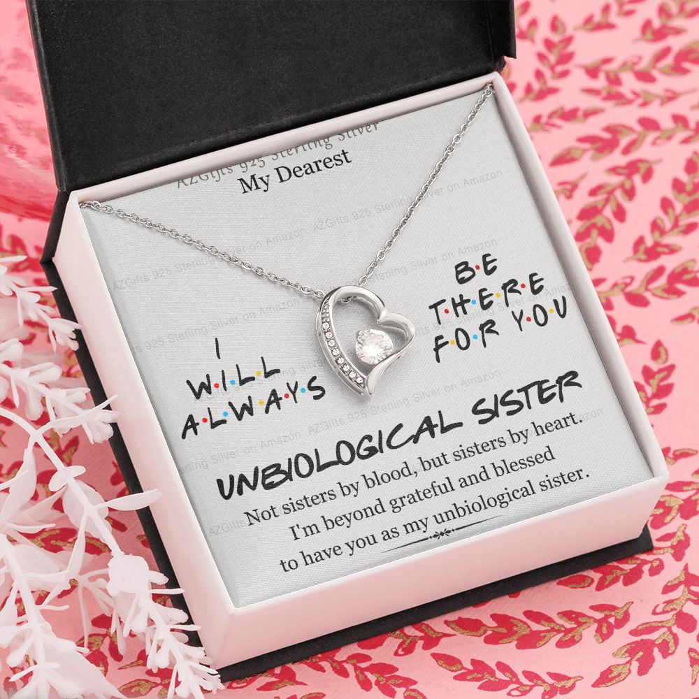 To My Unbiological Sister Necklace Pendant Gift for Soul Sister Unbiological Sister Gift for Women Girls My Unbiological Sister Jewelry Birthday Gift Idea 301 Forever Love Necklace