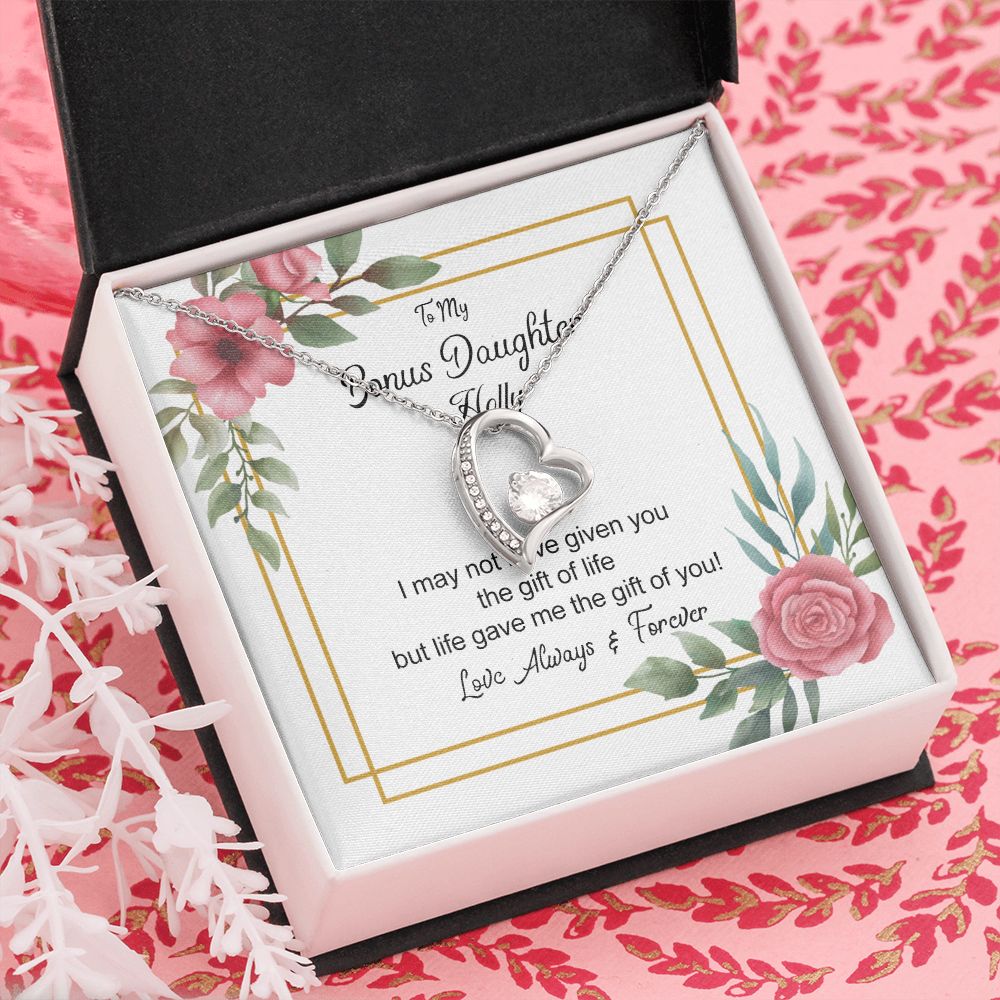Bonus Daughter Gifts From Stepdad, Step Daughter Gifts From Stepmom, Stepdaughter Gifts From Stepdad, Father Stepdaughter Necklace, To My Bonus Daughter Necklaces, Christmas Gifts For Bonus6 Forever Love Necklace
