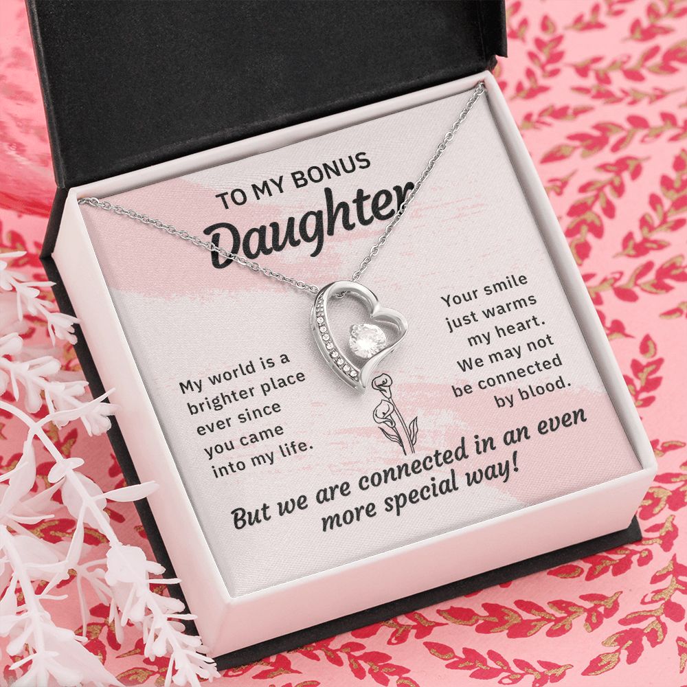 Bonus Daughter Gifts From Stepdad, Step Daughter Gifts From Stepmom, Stepdaughter Gifts From Stepdad, Father Stepdaughter Necklace, To My Bonus Daughter Necklaces, Christmas Gifts For Bonus11 Forever Love Necklace