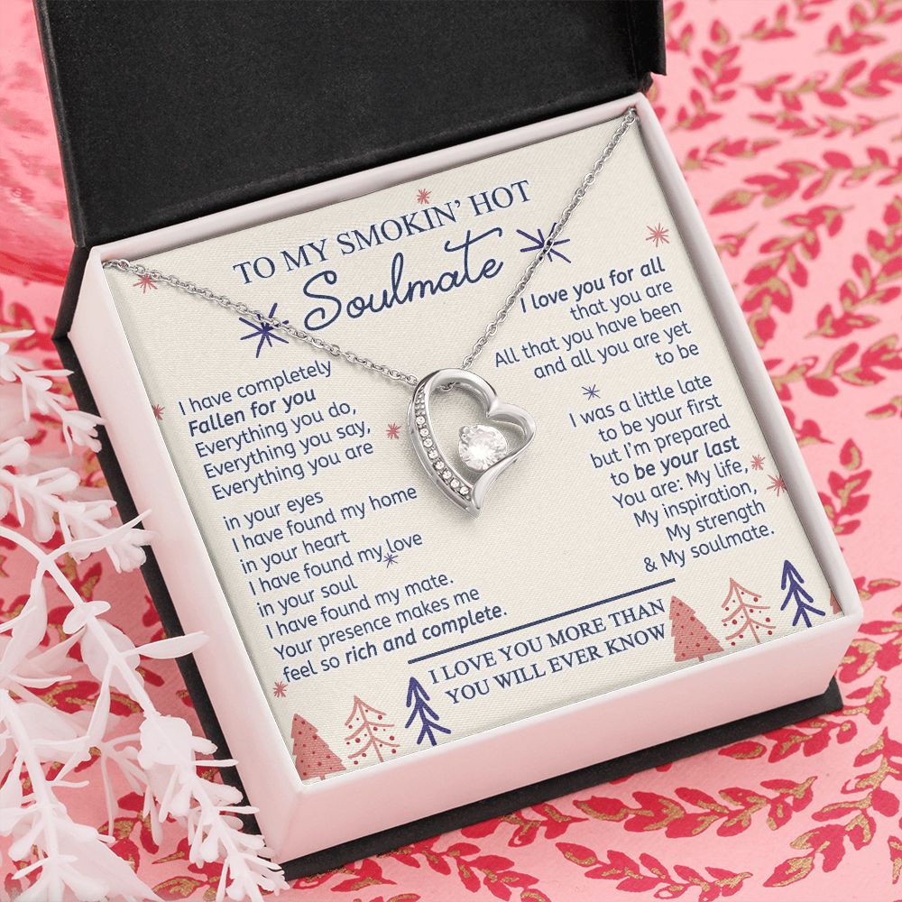 To My Smokin Hot Soulmate Necklace - Wife Gifts From Husband To My Wife Necklace, Gift for Her Romantic, Girlfriend Gifts Necklace for Wife from Men Includes Message Card and Gift Box 16 Forever Love Necklace