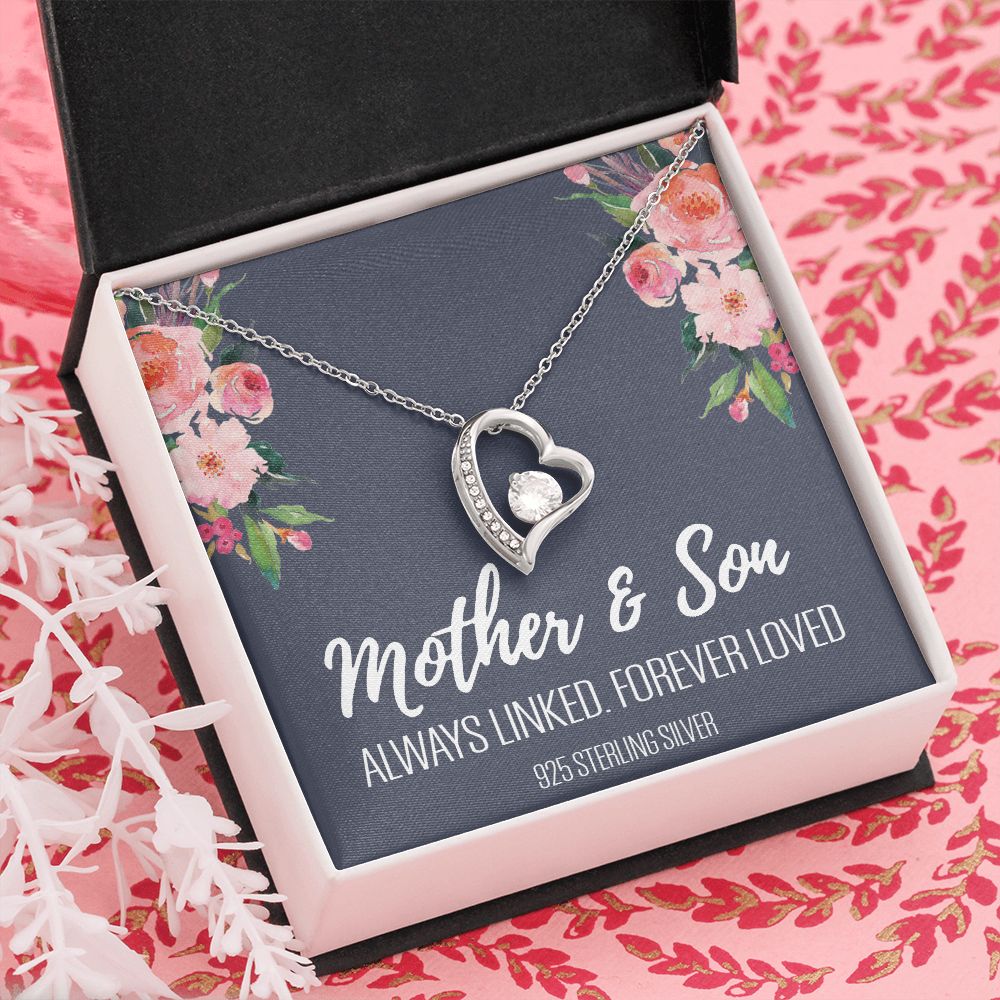 Gift For Mom From Son, Mother Son Gifts, Happy Mother's Day Necklace, Mom Gift Forever Love Necklace