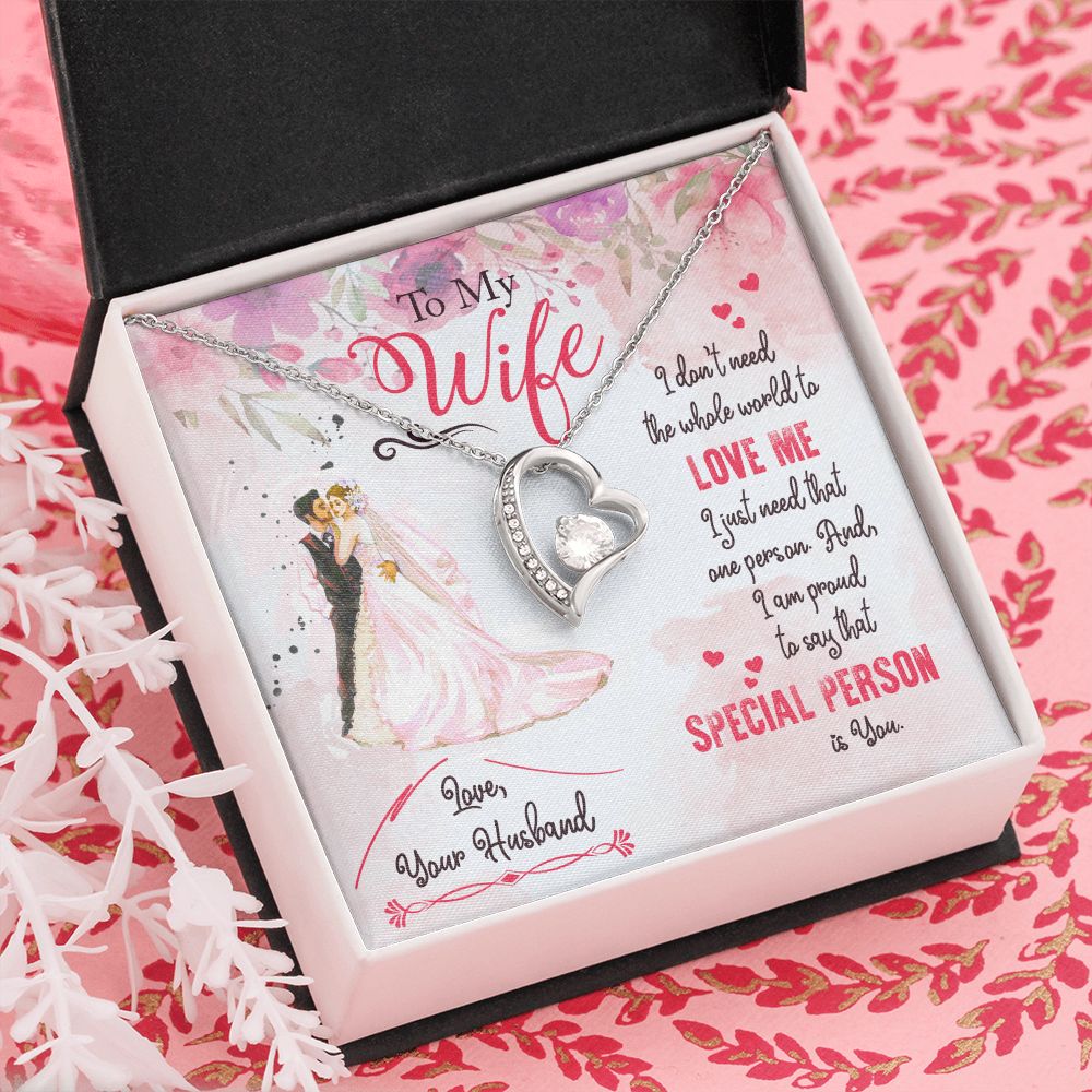 To My Wife Necklace from Husband, Personalized Necklace for Women, Luxury Necklace for Wife from Man Men, Wedding Anniversary Present For Wife, Beautiful Wife Jewelry Christmas Birthday Gift For Wife17 Forever Love Necklace