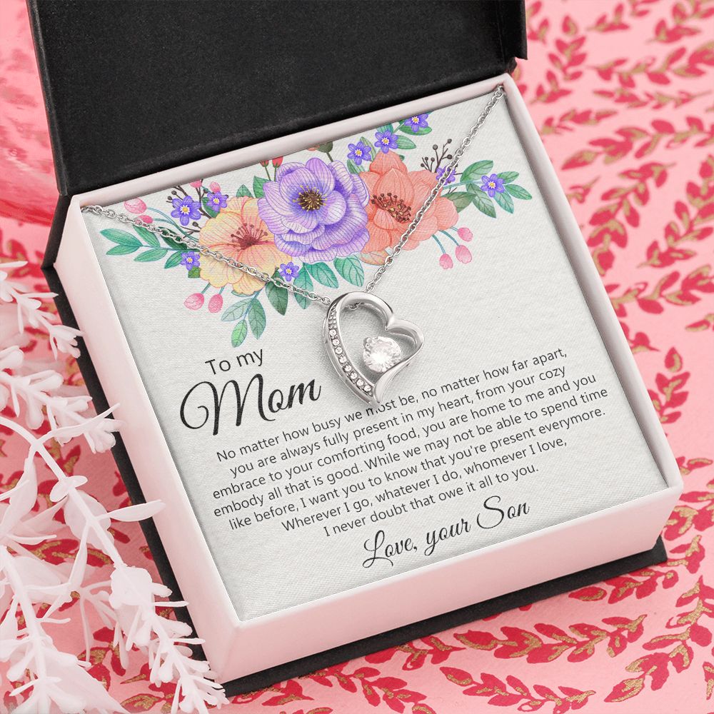 To my Mom Love Your Son Necklace, Meaningful Gift for Mom Necklace Jewelry for Women, Gift for Mom from Son, Son to Mom Jewelry Box, Mom Gift on Mother's Day Birthday Holiday Present Forever Love Necklace