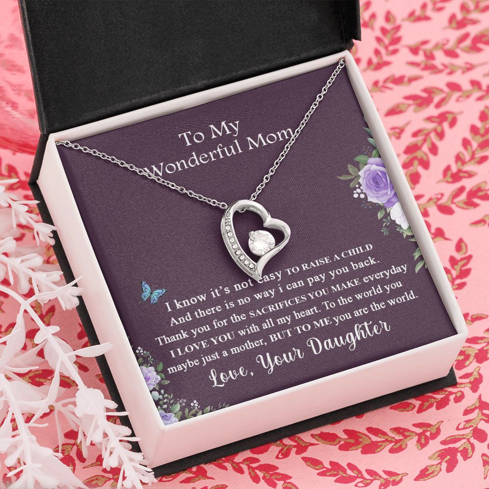 Mom Necklace Gifts for Mom from Daughter to Mom Gifts for Mothers Day from Daughter, To My Mom Necklace from Daughter to Mom Birthday Gifts Necklace with Message Card and Gift Box2231 Forever Love Necklace
