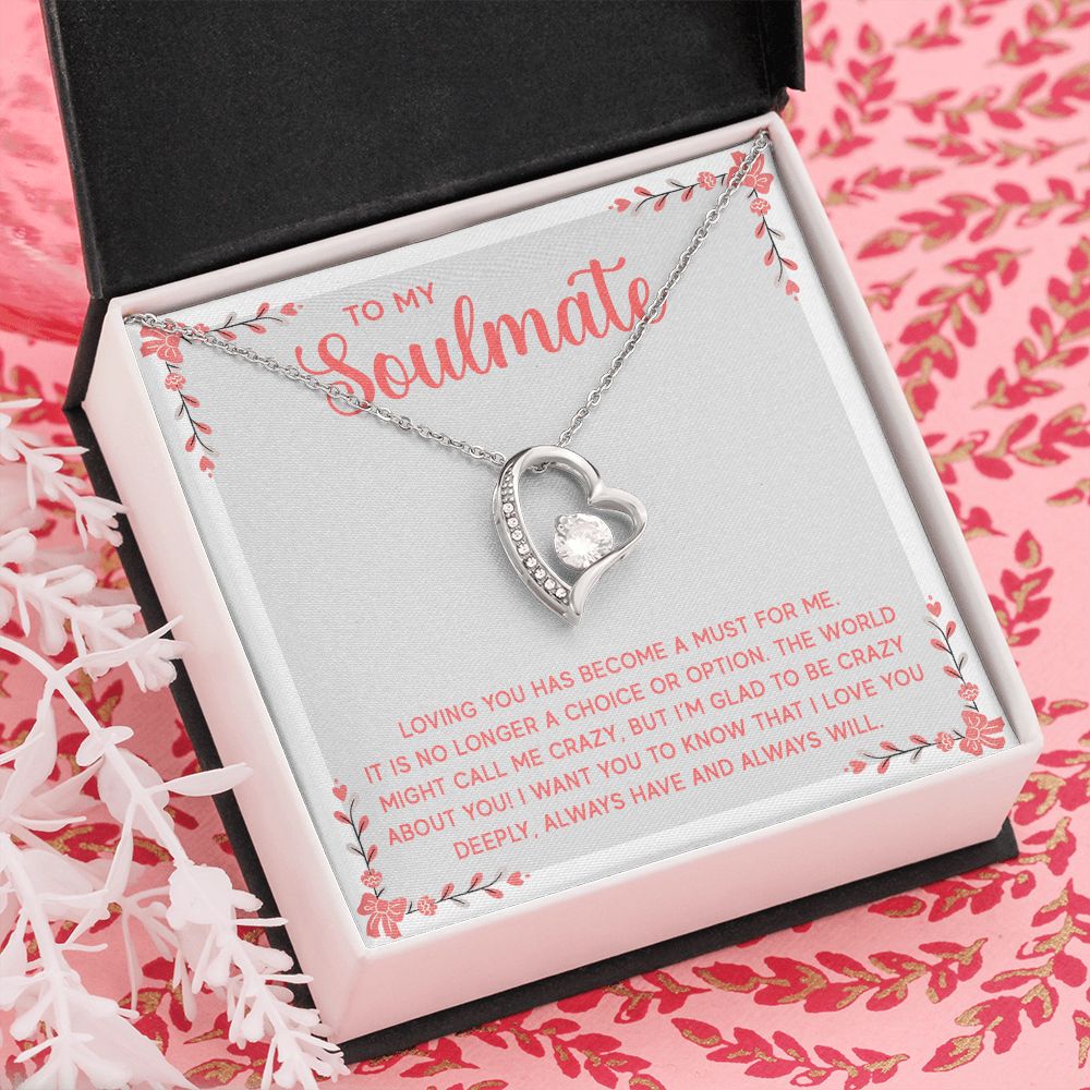 To My Soulmate Necklace for Women Birthday Christmas Jewelry Gifts For My Wife with Message Card Box Personalized Gift Present Pendant for Future Wife Soulmate Girlfriend Love 14 Forever Love Necklace