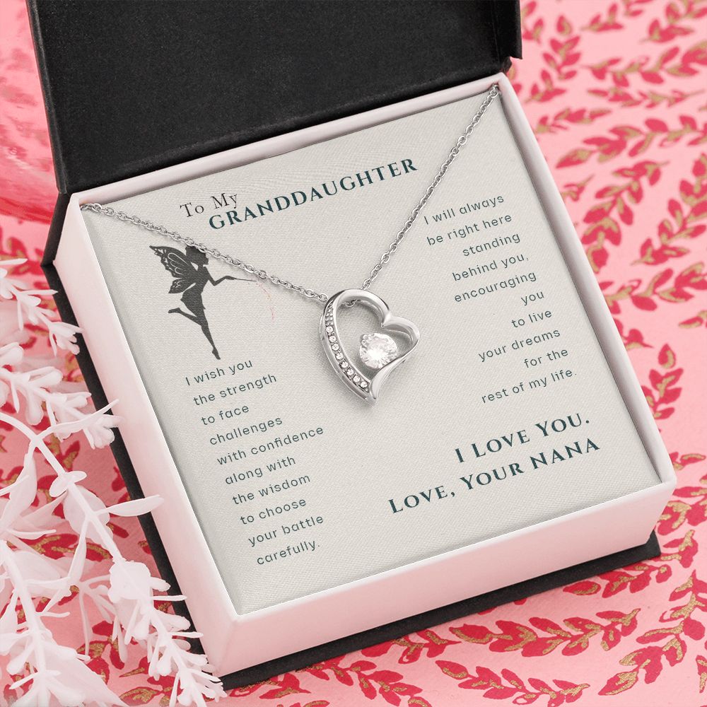 To My Granddaughter Dragonfly Necklace, Gift for Granddaughter From Nana Forever Love Necklace