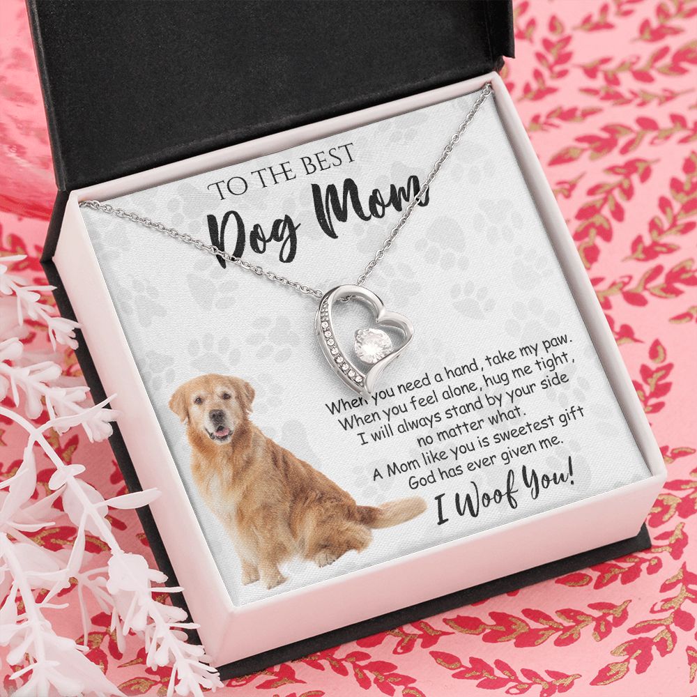 To The Best Golden Retriever Dog Mom Knot Necklace Mother's Day Gift , I Woof You Quote Gift Card, Message Card Jewelry For Dog Lovers, Necklace For Mom Forever Love Necklace