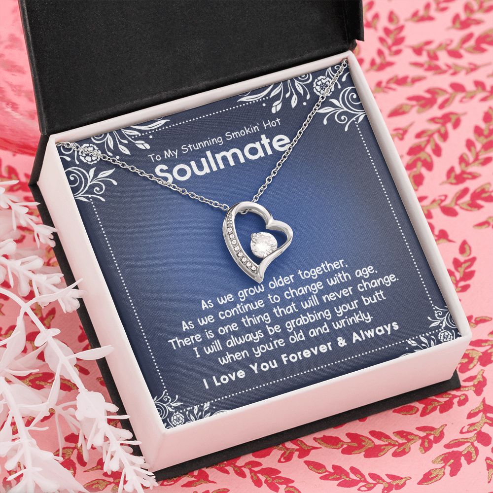 To My Smokin Hot Soulmate Necklace - Wife Gifts From Husband To My Wife Necklace, Gift for Her Romantic, Girlfriend Gifts Necklace for Wife from Men Includes Message Card and Gift Box 5 Forever Love Necklace