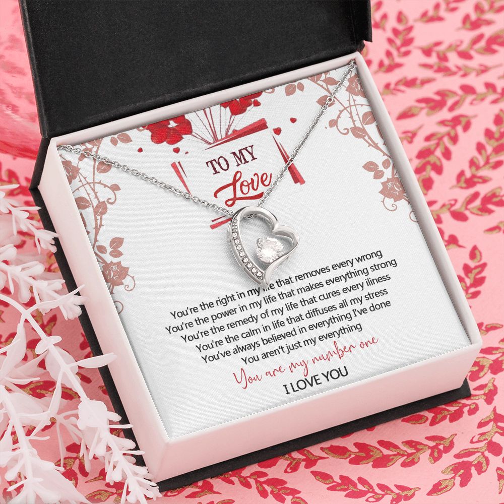 To My Love Interlocking Hearts Necklace With Box Message Card, Gift For My Love Forever Love Necklace