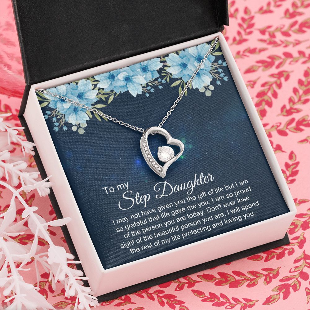 Bonus Daughter Gifts From Stepdad, Step Daughter Gifts From Stepmom, Stepdaughter Gifts From Stepdad, Father Stepdaughter Necklace, To My Bonus Daughter Necklaces, Christmas Gifts For Bonus3 Forever Love Necklace