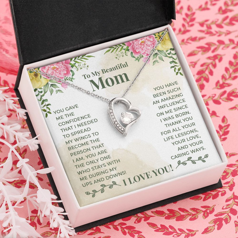 Mom Necklace Gifts for Mom from Daughter to Mom Gifts for Mothers Day from Daughter, To My Mom Necklace from Daughter to Mom Birthday Gifts Necklace with Message Card and Gift Box22 Forever Love Necklace