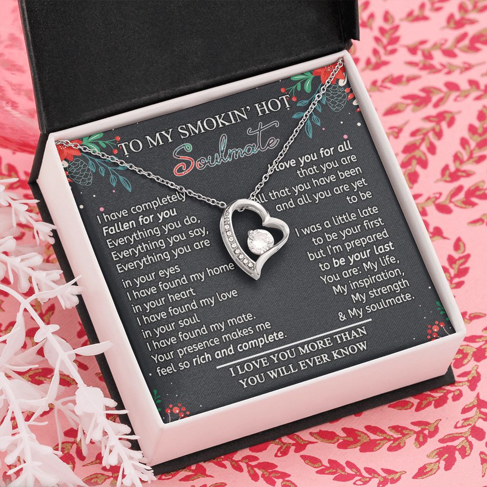 To My Smokin Hot Soulmate Necklace - Wife Gifts From Husband To My Wife Necklace, Gift for Her Romantic, Girlfriend Gifts Necklace for Wife from Men Includes Message Card and Gift Box 15 Forever Love Necklace