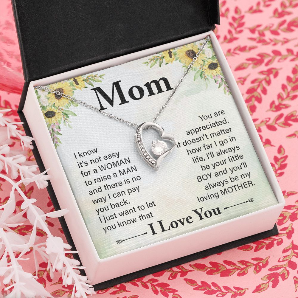 To My Mom Necklace, Gift For Mom, Mother's Day Gift from Daughter, Mom Jewelry Gift for Mothers Day, Birthday Gift for Mother, Moms Gift from Daughter Son, Necklace for Mom Mother 20 Forever Love Necklace