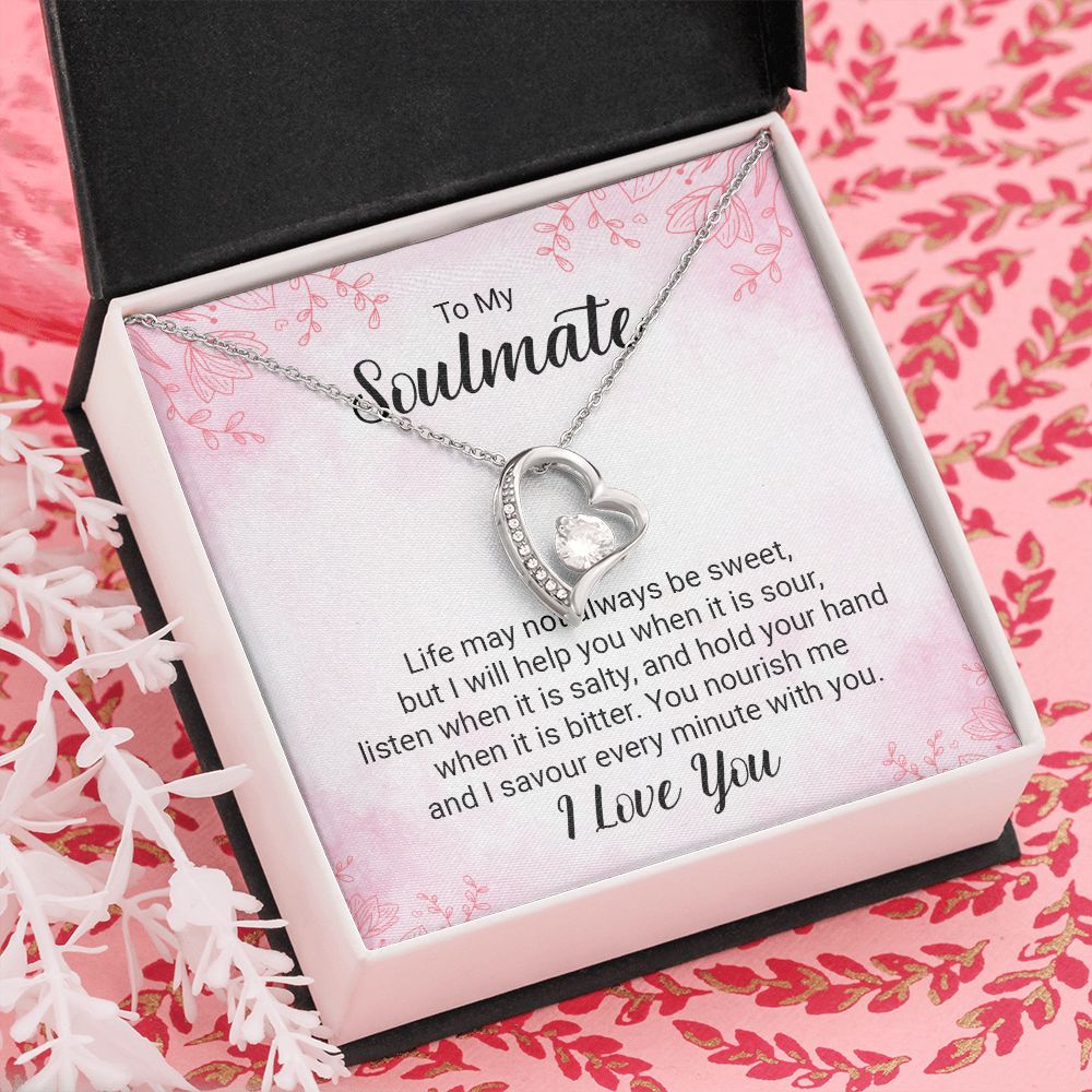 To My Soulmate Necklace for Women Birthday Christmas Jewelry Gifts For My Wife with Message Card Box Personalized Gift Present Pendant for Future Wife Soulmate Girlfriend Love 15 Forever Love Necklace