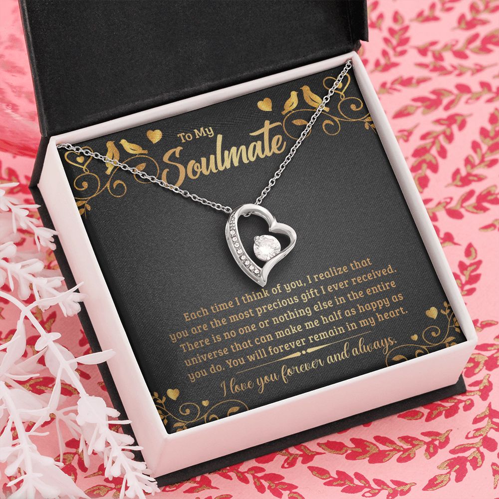 To My Soulmate Necklace for Women Birthday Christmas Jewelry Gifts For My Wife with Message Card Box Personalized Gift Present Pendant for Future Wife Soulmate Girlfriend Love 19 Forever Love Necklace