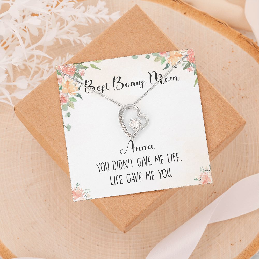 To My Stepmom Necklace from Stepdaughter Birthday Gifts for Stepmom Stepmother Gifts for Second Mom Gifts for Stepmom from Bonus Daughter Stepmom Gifts for Birthday Mothers Day 301 Forever Love Necklace