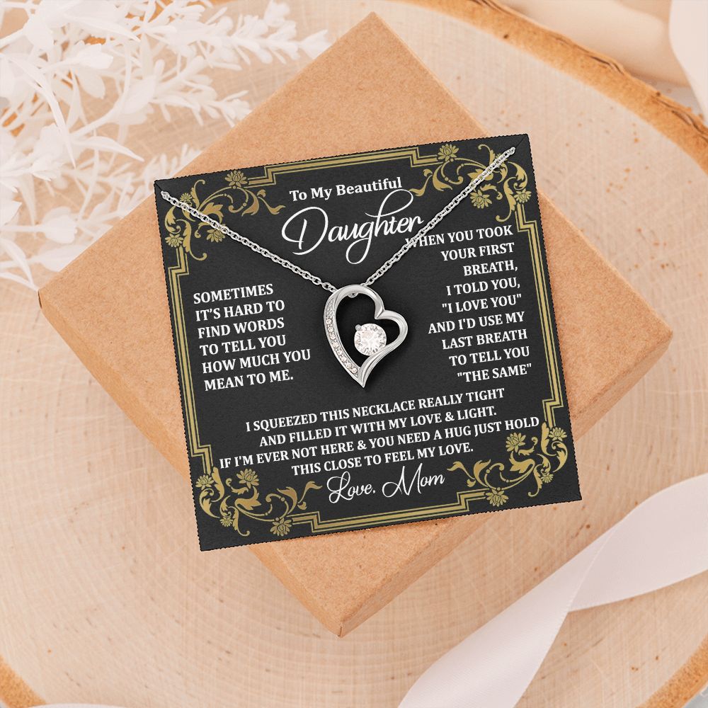 Mother Daughter Gift Ideas, To My Daughter Gift Necklace from Mom, Jewelry Pendant Present for Daughter, Birthday Christmas Gift Graduation Gifts for Daughters, Mother and Daughter Necklace 2134 Forever Love Necklace