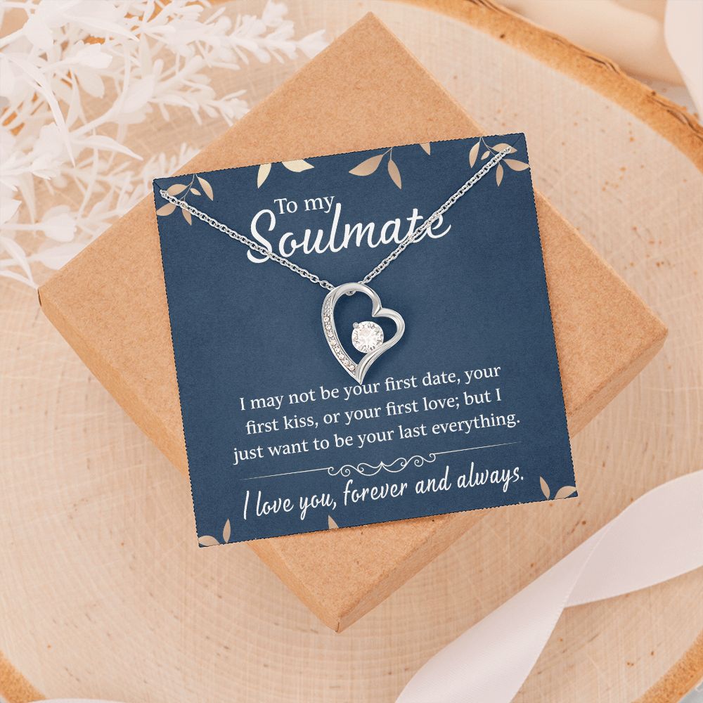 To My Soulmate Necklace for Women Birthday Christmas Jewelry Gifts For My Wife with Message Card Box Personalized Gift Present Pendant for Future Wife Soulmate Girlfriend Love 21 Forever Love Necklace