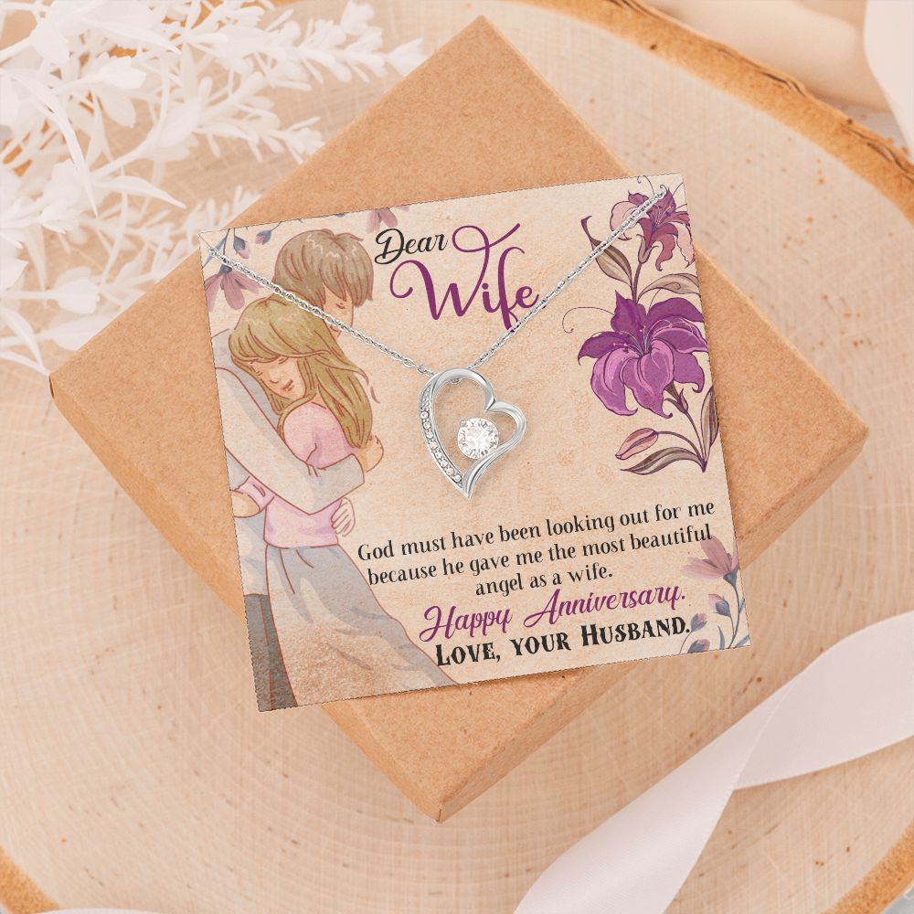 To My Wife Necklace, Wedding Anniversary Jewelry For Women, Necklace For Wife from Husband, Gift For Wife Birthday Gifts From Husband Necklace, Jewelry With Message Card In A Gift Box7 Forever Love Necklace