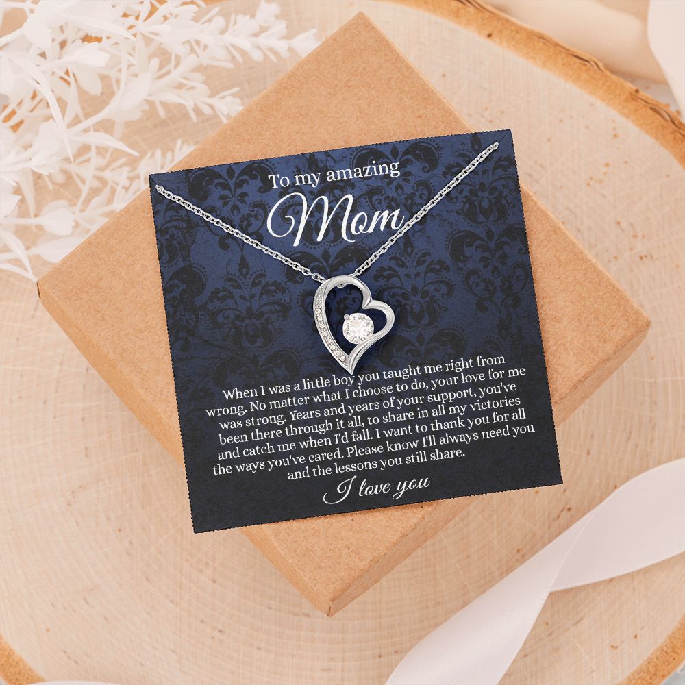 Gift for Mom Necklace, To My Beautiful Mom Love Knot Necklace Card, Mother’s Day Gift For Mom From Son, Thank You Mom Gift, Custom Jewelry Necklace For Mom Forever Love Necklace