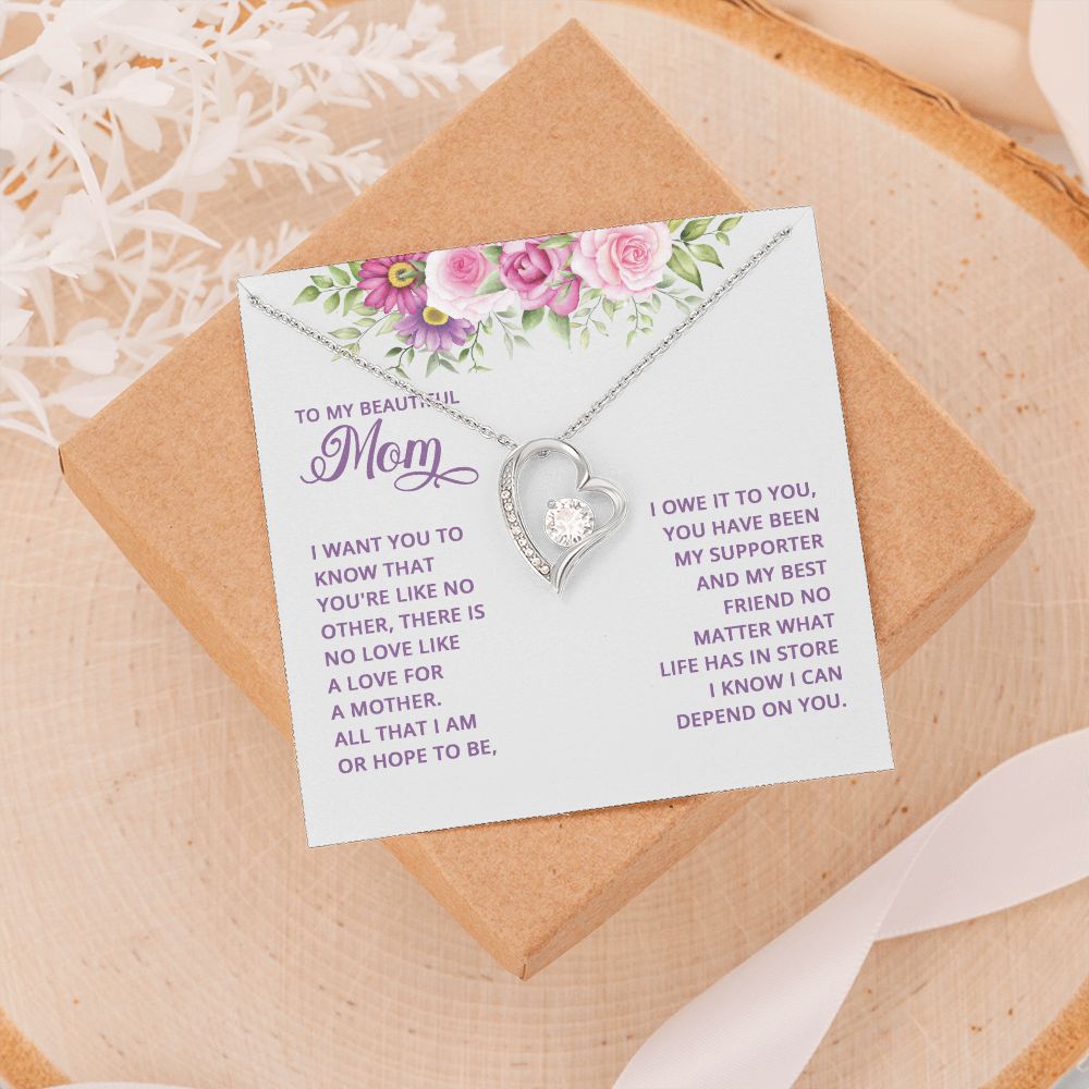 Mom Necklace Gifts for Mom from Daughter to Mom Gifts for Mothers Day from Daughter, To My Mom Necklace from Daughter to Mom Birthday Gifts Necklace with Message Card and Gift Box17 Forever Love Necklace