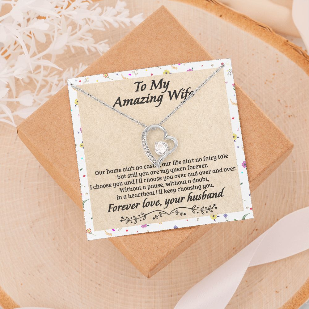 Birthday Gifts For Wife, Necklace Gifts For Wife From Husband, To My Wife Jewelry For Women , To My Wife Necklace  from Husband Wedding Anniversary Present For Wife, Beautiful Wife Jewelry Christmas18 Forever Love Necklace