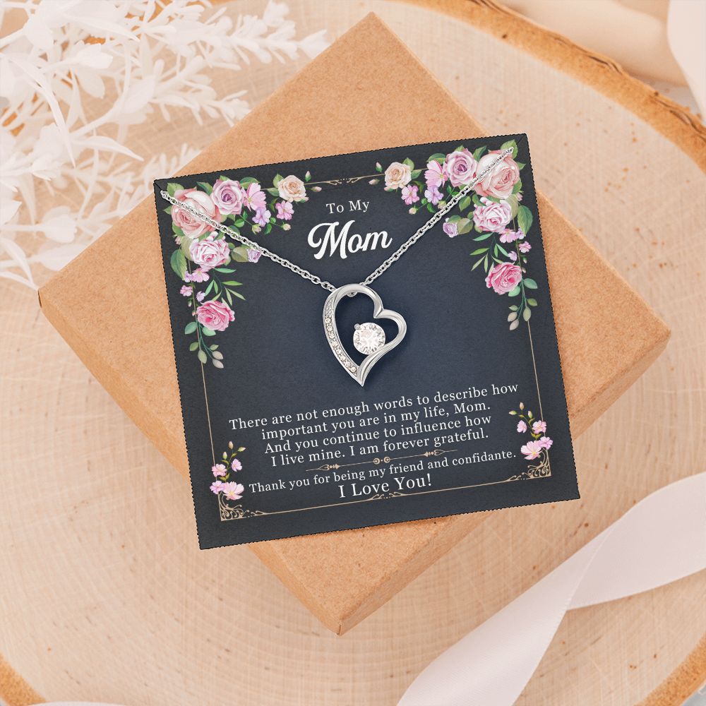 To My Mom Necklace Pendant Gift From Daughter Thank You For Being My Friend And Confidant With Message Card Gift For Mom Forever Love Necklace