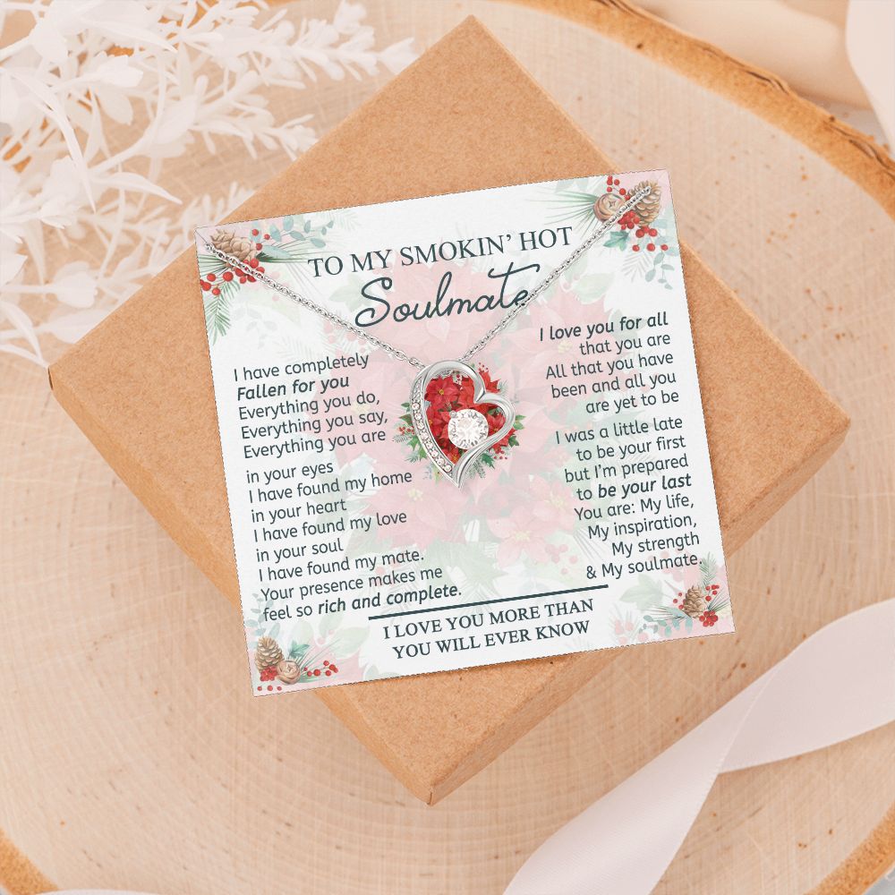 To My Smokin Hot Soulmate Necklace - Wife Gifts From Husband To My Wife Necklace, Gift for Her Romantic, Girlfriend Gifts Necklace for Wife from Men Includes Message Card and Gift Box 19 Forever Love Necklace