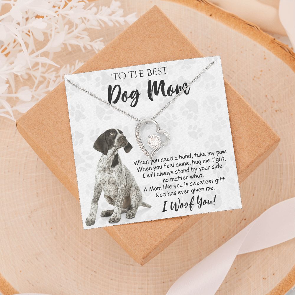 To The Best German Shorthaired Pointer Dog Mom Knot Necklace Mother's Day Gift , I Woof You Quote Gift Card, Message Card Jewelry For Dog Lovers, Necklace For Mom Forever Love Necklace