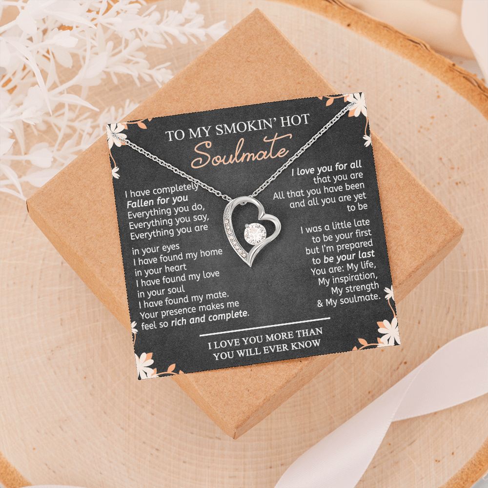 To My Smokin Hot Soulmate Necklace - Wife Gifts From Husband To My Wife Necklace, Gift for Her Romantic, Girlfriend Gifts Necklace for Wife from Men Includes Message Card and Gift Box 10 Forever Love Necklace