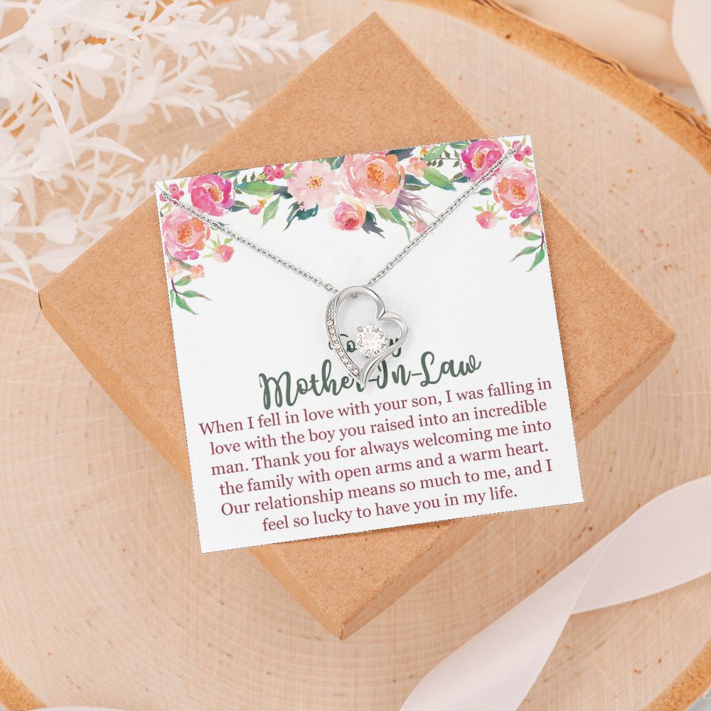 To My Mom In Law Necklace Pendant Gift From Son Happy Mother's Day Gift For Mom Birthday, Anniversary Love With Your Son Forever Love Necklace