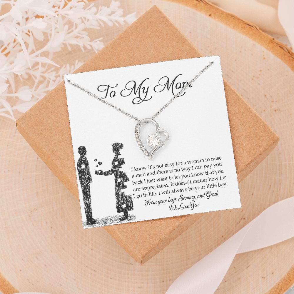 Mom Necklace Gifts for Mom from Daughter to Mom Gifts for Mothers Day from Daughter, To My Mom Necklace from Daughter to Mom Birthday Gifts Necklace with Message Card and Gift Box2 Forever Love Necklace