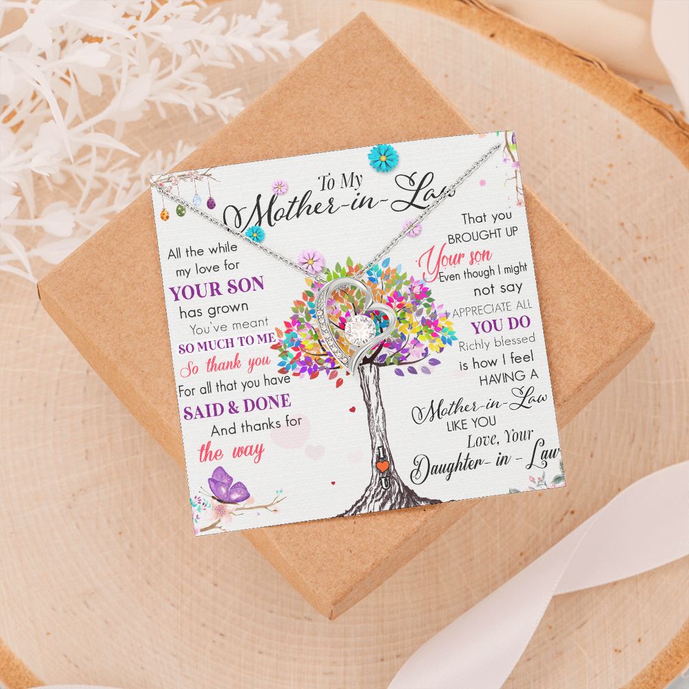 Mother in Law Necklace, Jewelry for Women, Future Mother in Law Gifts from Daughter in Law, Mother of Bride Gifts For Mother in Law, Birthday Gifts For Mother In Law From Daughter In Law72323 Forever Love Necklace