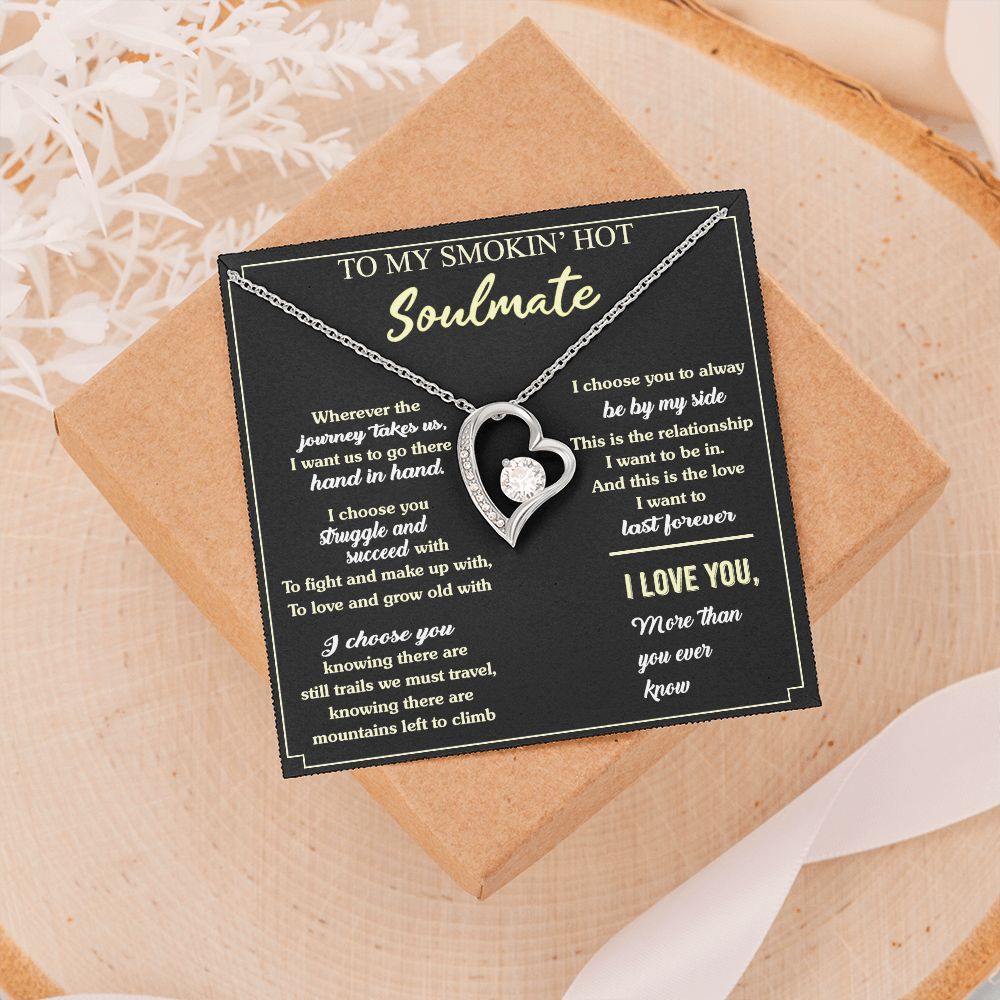 To My Soulmate Necklace for Women Birthday Valentines Day Jewelry Gifts For My Wife with Message Card Box Personalized Gift Present Pendant for Future Wife Soulmate Girlfriend Love 7 Forever Love Necklace