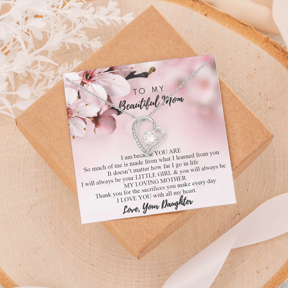 Mom Necklace Gifts for Mom from Daughter to Mom Gifts for Mothers Day from Daughter, To My Mom Necklace from Daughter to Mom Birthday Gifts Necklace with Message Card and Gift Box2246 Forever Love Necklace