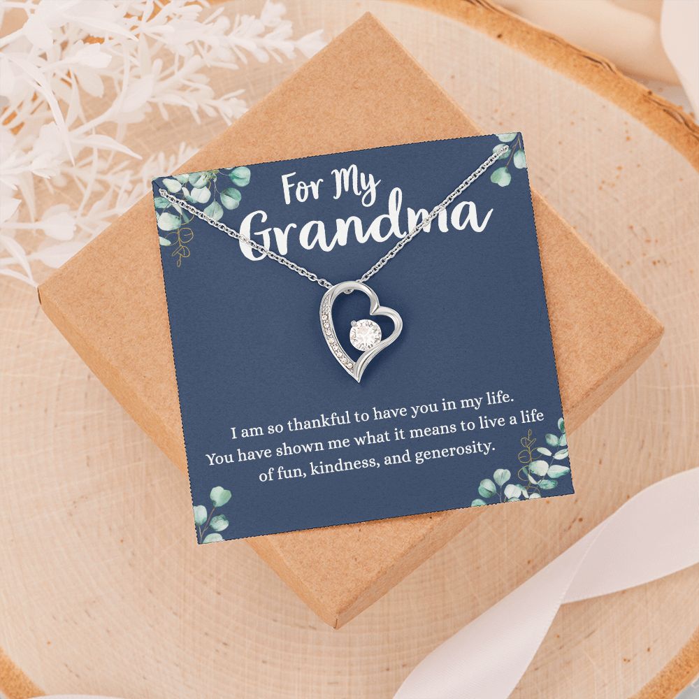 To My Grandma Necklace, Gift for Grandmother Necklace, Mothers Day Gift For Grandma Nana, Grandma Jewelry From Grandchildren GrandKids , Jewelry Box Gift For Grandma Grandmother4 Forever Love Necklace