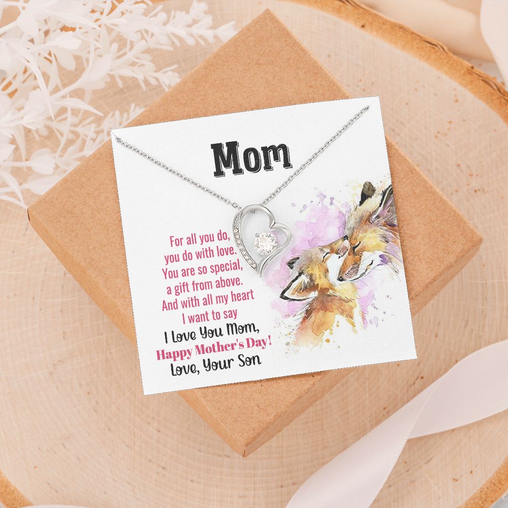 Mom Necklace Gifts for Mom from Daughter to Mom Gifts for Mothers Day from Daughter, To My Mom Necklace from Daughter to Mom Birthday Gifts Necklace with Message Card and Gift Box2241 Forever Love Necklace