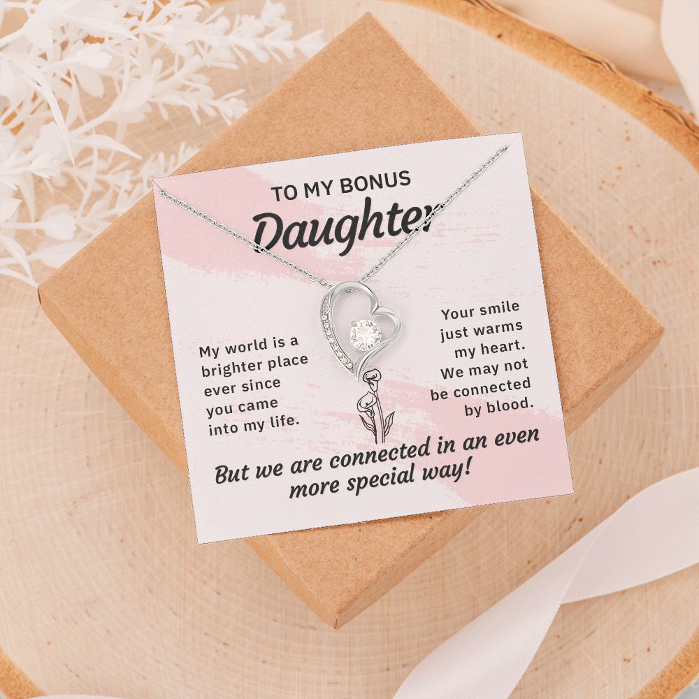 Bonus Daughter Gifts From Stepdad, Step Daughter Gifts From Stepmom, Stepdaughter Gifts From Stepdad, Father Stepdaughter Necklace, To My Bonus Daughter Necklaces, Christmas Gifts For Bonus11 Forever Love Necklace