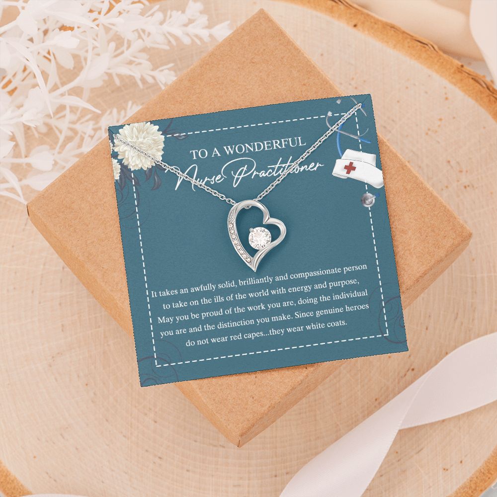 To My Nurse Practitioner Necklace with Box Message Card, Gift For Nurse Jewelry Congrats Graduation Pendants Gift For Daughter, Granddaughter, Niece, Sister Forever Love Necklace