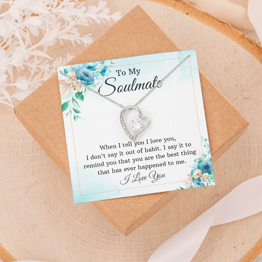 To My Soulmate Necklace for Women Birthday Christmas Jewelry Gifts For My Wife with Message Card Box Personalized Gift Present Pendant for Future Wife Soulmate Girlfriend Love 12 Forever Love Necklace